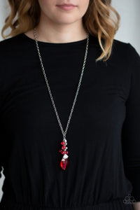 Necklace Long,Red,Crystal Cascade Red ✨ Necklace