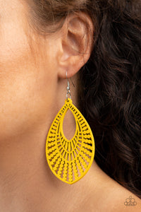 Earrings Fish Hook,Earrings Wooden,Wooden,Yellow,Bermuda Breeze Yellow ✧ Wood Earrings