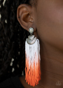 Earrings Fringe,Earrings Post,Halloween,Orange,DIP It Up Orange ✧ Ombre Fringe Post Earrings