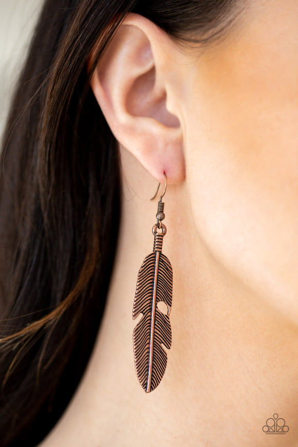 Feathers QUILL Fly Copper ✧ Earrings Earrings