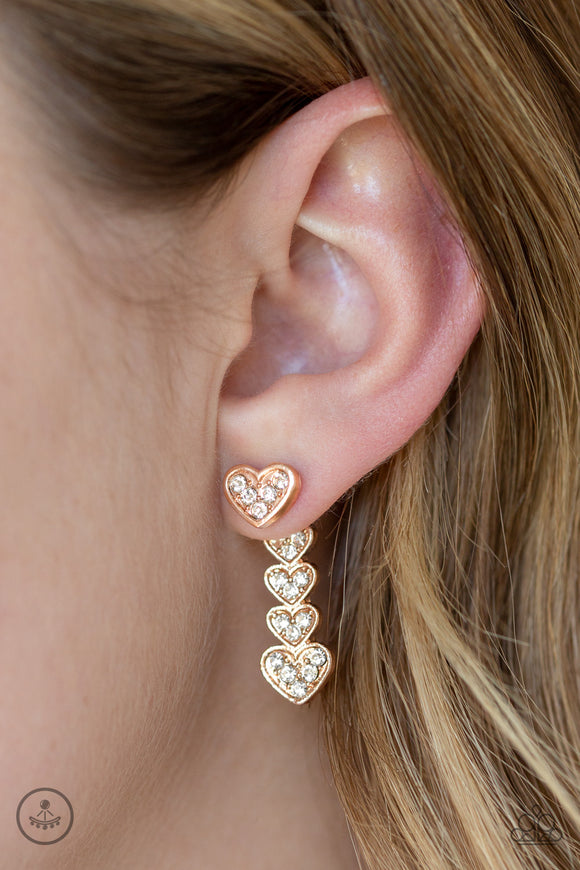 Heartthrob Twinkle Rose Gold ✧ Post Jacket Earrings Post Jacket Earrings