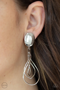 Earrings Clip-On,Silver,Metallic Foliage Silver ✧ Clip-On Earrings