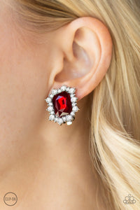 Earrings Clip-On,Red,Prime Time Shimmer Red ✧ Clip-On Earrings