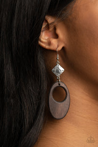 Brown,Earrings Fish Hook,Earrings Wooden,Wooden,Retro Reveal Brown ✧ Wood Earrings