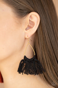 Black,Earrings Fish Hook,Earrings Fringe,Earrings Tassel,Gold,Tassel Treat Black ✧ Tassel Earrings