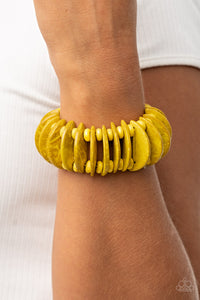 Bracelet Stretchy,Bracelet Wooden,Wooden,Yellow,Tropical Tiki Bar Yellow ✧ Bracelet