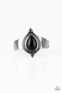 Black,Ring Skinny Back,Mineral Minimalist Black ✧ Ring