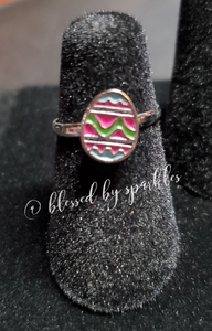 Easter,Multi-Colored,SS Ring,Pink Egg Starlet Shimmer Ring