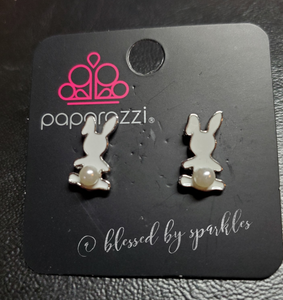 Easter,SS Earring,White,Bunny Bum Starlet Shimmer Earrings