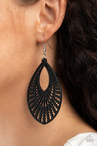 Black,Earrings Fish Hook,Earrings Wooden,Wooden,Bermuda Breeze Black ✧ Wood Earrings