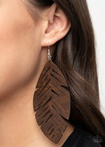 Brown,Earrings Fish Hook,Earrings Leather,Leather,I Want To Fly Brown ✧ Leather Earrings