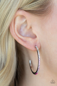 Earrings Hoop,Pink,Rhinestone Revamp Pink ✧ Hoop Earrings