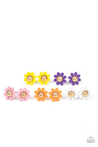Light Pink,Orange,Purple,SS Earring,White,Yellow,Gold Center Starlet Shimmer Flower Earrings