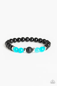 Black,Blue,Bracelet Stretchy,Lava Stone,Super Serene Blue ✧ Lava Rock Bracelet