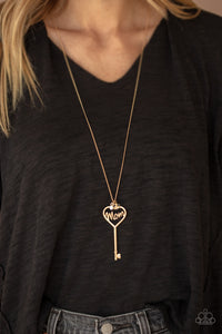 Gold,Mother,Necklace Long,Valentine's Day,The Key to Moms Heart Gold ✧ Necklace