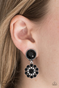 Black,Earrings Clip-On,Glittering Gardenias Black ✧ Clip-On Earrings