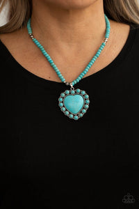 Blue,Exclusive,Hearts,Life of the Party,Mother,Necklace Short,Turquoise,Valentine's Day,A Heart Of Stone Blue ✧ Necklace