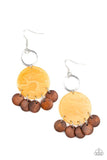 Beach Waves Yellow ✧ Wood Disc Acrylic Earrings Earrings