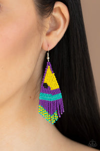 Earrings Fish Hook,Earrings Seed Bead,Multi-Colored,Purple,Brightly Beaded Purple ✧ Seed Bead Earrings