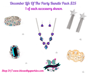 Bracelet Stretchy,Earrings Post,Exclusive,Life of the Party,Multi-Colored,Necklace Short,Oil Spill,Ring Wide Back,Silver,Stars,UV Shimmer,December 2022 Life of the Party Bundle Pack