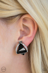 Black,Earrings Clip-On,Elegant Edge Black ✧ Clip-On Earrings