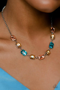 Blue,Exclusive,Life of the Party,Multi-Colored,Necklace Short,Orange,Yellow,Emerald Envy Multi ✧ Necklace