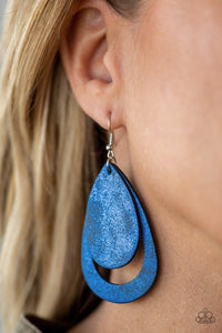 4thofJuly,Blue,Earrings Fish Hook,Earrings Leather,Leather,Fiery Firework Blue ✧ Leather Earrings