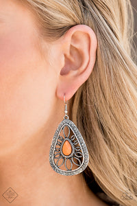 Earrings Fish Hook,Glimpses of Malibu,Orange,Floral Frill Orange ✧ Earrings