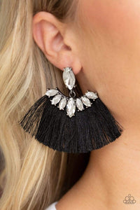 Black,Earrings Fringe,Earrings Post,Formal Flair Black ✧ Fringe Post Earrings