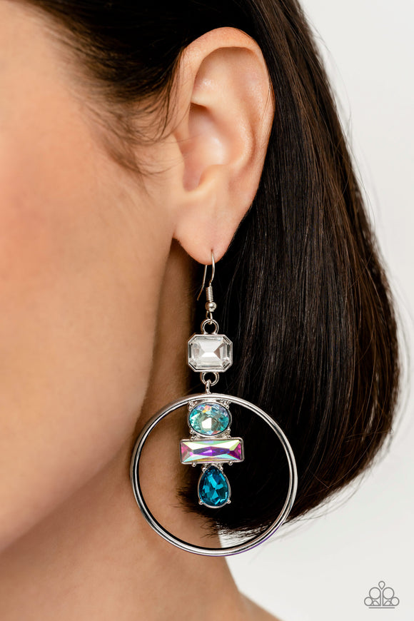 Geometric Glam Blue ✧ Iridescent Earrings