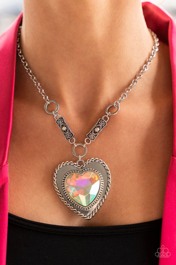 Personalized Name Wrapped Iridescent Heart Necklace - 20589446 | HSN