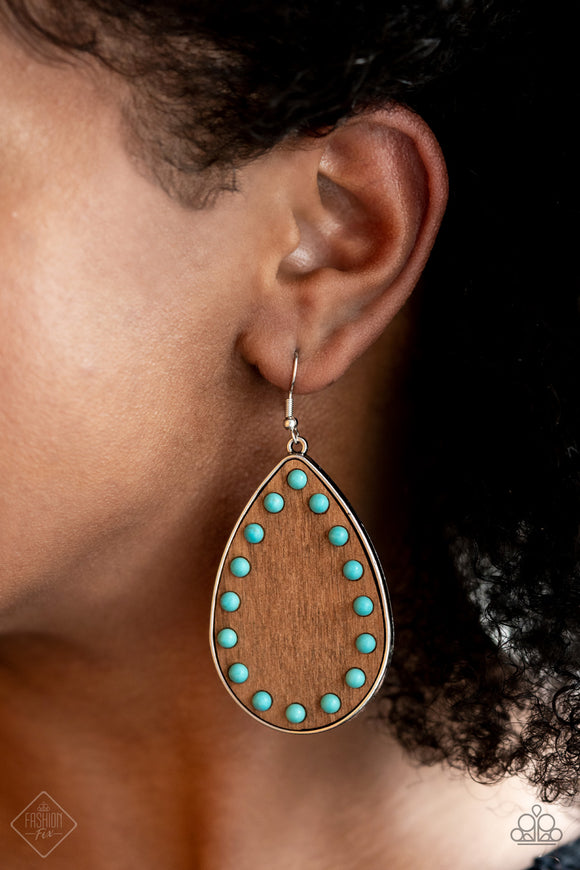 Rustic Refuge Blue ✧ Wood Earrings Earrings