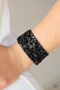Black,Suede,Urban Sparkle Bracelet,Starry Sequins Black
