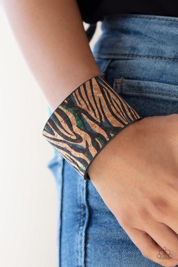 Show Your True Stripes Blue ✧ Cork Cuff Bracelet Life of the Party Bracelet