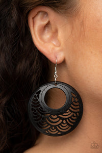 Black,Earrings Fish Hook,Earrings Wooden,Wooden,Tropical Canopy Black ✧ Wood Earrings